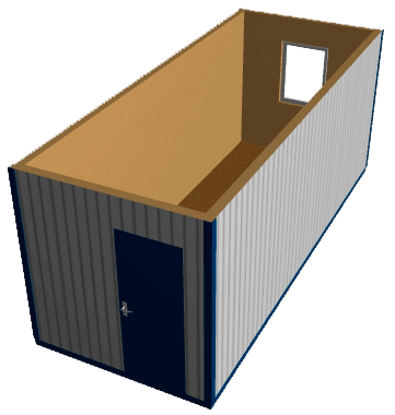 Блок-контейнер на металлокаркасе БКМ-211(221,231): окрашенный профлист, оргалит