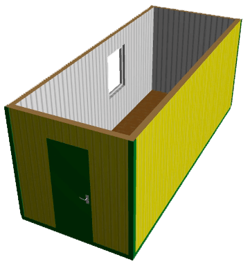 Бытовка каркас - металл БКМ-213(223,233): окрашенный профлист, вагонка ПВХ